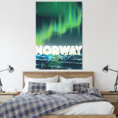 ノルウェー オーロラ 北極光 旅行ポスター キャンバスプリント (インサイチュ (寝室))