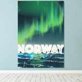 ノルウェー オーロラ 北極光 旅行ポスター キャンバスプリント (インサイチュ (ウッドフロア))