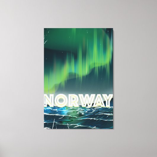 ノルウェー オーロラ 北極光 旅行ポスター キャンバスプリント (正面)