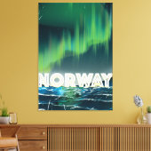 ノルウェー オーロラ 北極光 旅行ポスター キャンバスプリント (インサイチュ (リビング))