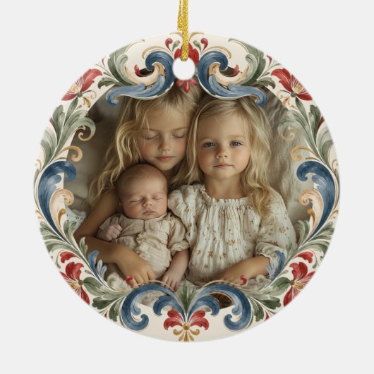ノルウェー クリスマス ローズマリング 写真 セラミックオーナメント (裏面)