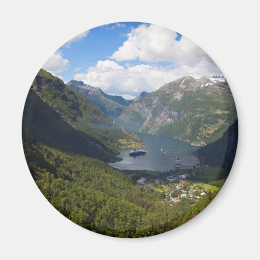ノルウェー、ゲイルアンゲルフィヨルドの風景 マグネット (正面)