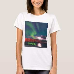 ノルウェー スカンジナビア オーロラ 赤い崖 Tシャツ