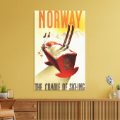 ノルウェー – スキーのクレードル キャンバスプリント (インサイチュ (リビング))