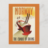 ノルウェー – スキーのクレードル ポストカード (正面)