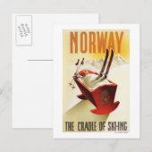 ノルウェー – スキーのクレードル ポストカード (正面/裏面)