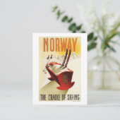 ノルウェー – スキーのクレードル ポストカード (スタンド正面)