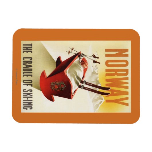 ノルウェー – スキーのクレードル マグネット (横)