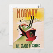 ノルウェー、スキーのクレードル、ヴィンテージ旅行 ポストカード (正面/裏面)