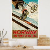 ノルウェー，スキーの家ヴィンテージ旅行ポスター ポスター (キッチン)