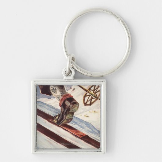 ノルウェー – スキーの家 キーホルダー (正面)