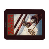 ノルウェー – スキーの家 マグネット (横)