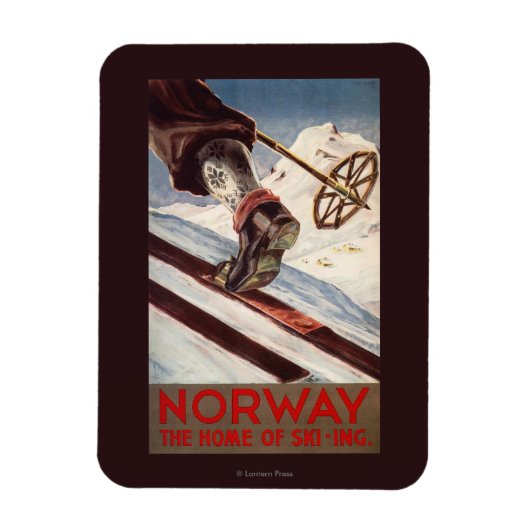 ノルウェー – スキーの家 マグネット (縦)