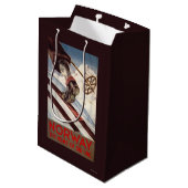 ノルウェー-スキーの家 ミディアムペーパーバッグ (裏面アングル)