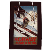 ノルウェー-スキーの家 ミディアムペーパーバッグ (裏面)