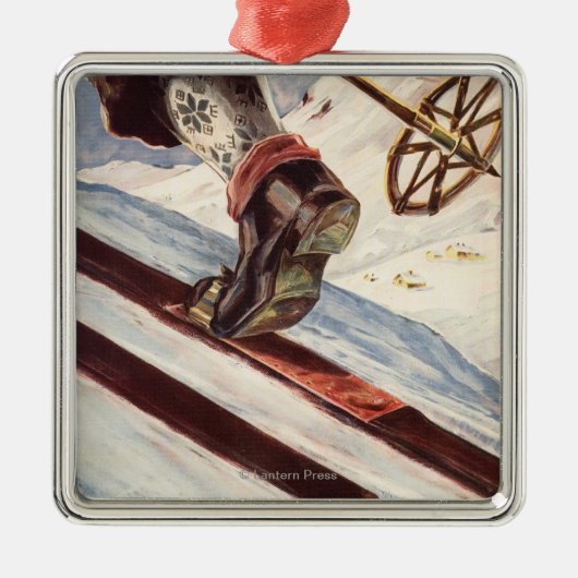 ノルウェー-スキーの家 メタルオーナメント (正面)