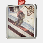 ノルウェー-スキーの家 メタルオーナメント (左)