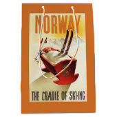 ノルウェー-スキーの揺りかご ミディアムペーパーバッグ (正面)