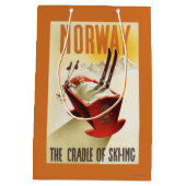 ノルウェー-スキーの揺りかご ミディアムペーパーバッグ (裏面)