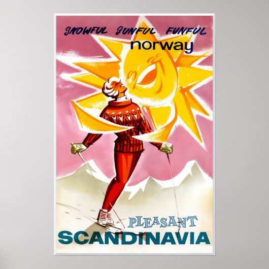 ノルウェー スキーポスター ポスター (正面)