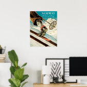 ノルウェー、スキーヤーの足、ヴィンテージ旅行 ポスター (ホームオフィス)