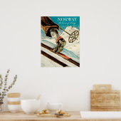 ノルウェー、スキーヤーの足、ヴィンテージ旅行 ポスター (キッチン)