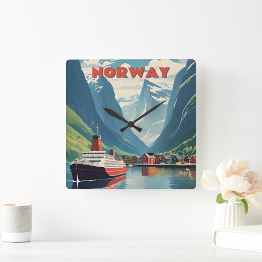 ノルウェー スクエア壁時計 (ホーム)