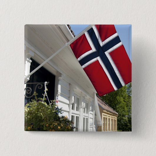 ノルウェー、スタバンガー。歴史的な繁華街の風景。 缶バッジ (正面)