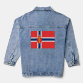 ノルウェー、ノルウェーの国旗、紋章付き/青 デニムジャケット (裏面)