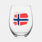 ノルウェー、ノルウェーの旗 ステムなしワイングラス (裏面)