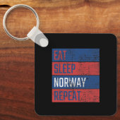 ノルウェー - ノルウェーを食べ、眠り、ノルウェーを繰り返す キーホルダー (正面)