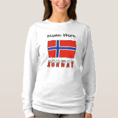 ノルウェー ノルウェー国旗 ブラック 個人名入れ Tシャツ (正面)