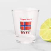 ノルウェー ノルウェー国旗 赤 個人名入れ ショットグラス (正面)