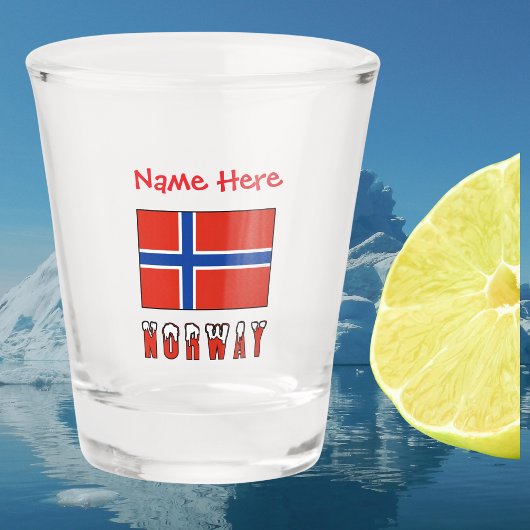 ノルウェー ノルウェー国旗 赤 個人名入れ ショットグラス