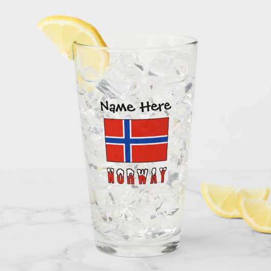 ノルウェー ノルウェー国旗 黒 カスタマイズ タンブラーグラス (アイス正面)