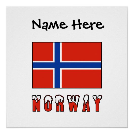 ノルウェー ノルウェー国旗 黒 カスタマイズ ポスター (正面)