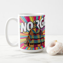 ノルウェー ノルゲ スタブ教会 オスロ ポップアート コーヒーマグ