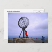 ノルウェー、ノースケープの地球儀 ポストカード (正面/裏面)