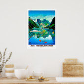 ノルウェー、ノールカップ、帆船、山の風景 ポスター (キッチン)