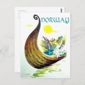 ノルウェー、バイキング船のフィオルズ、ヴィンテージ旅行 ポストカード (正面/裏面)