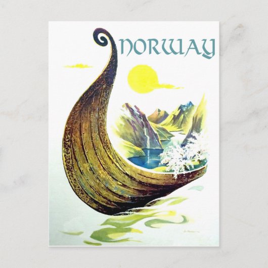 ノルウェー、バイキング船のフィオルズ、ヴィンテージ旅行 ポストカード (正面)