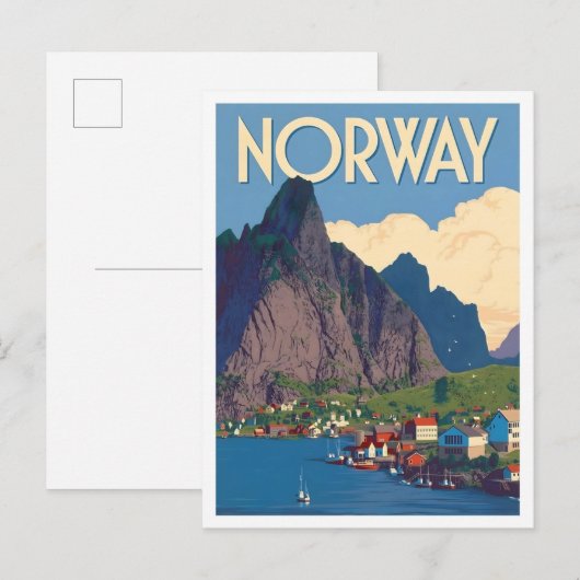 ノルウェー ビンテージ アート 旅行 ポストカード (正面/裏面)