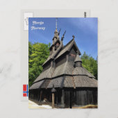 ノルウェー、ファントフト・ステーブ教会、ファナ、ベルゲン ポストカード (正面/裏面)