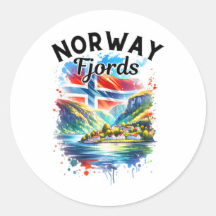 ノルウェー フィヨルド クルーズ ノルウェー国旗 スカンジナビア メンズ ラウンドシール