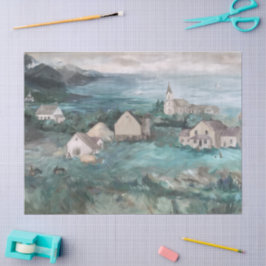 ノルウェー フィヨルド 絵画 ギフトバッグ用ティシューペーパー 薄葉紙