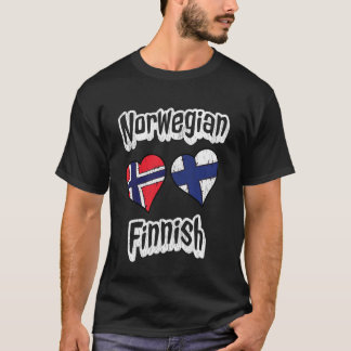 ノルウェー フィンランド 旗 ハート 組み合わせ ノルウェー フィンランド Tシャツ