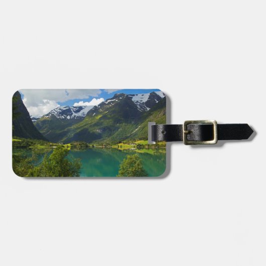 ノルウェー、フロエン湖の風景 ラゲッジタグ (正面横)