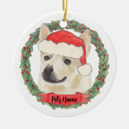 ノルウェー・ブフンドの犬のクリスマス セラミックオーナメント