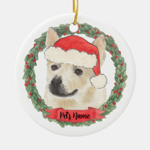 ノルウェー・ブフンドの犬のクリスマス セラミックオーナメント