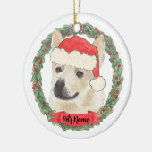 ノルウェー・ブフンドの犬のクリスマス セラミックオーナメント (左)